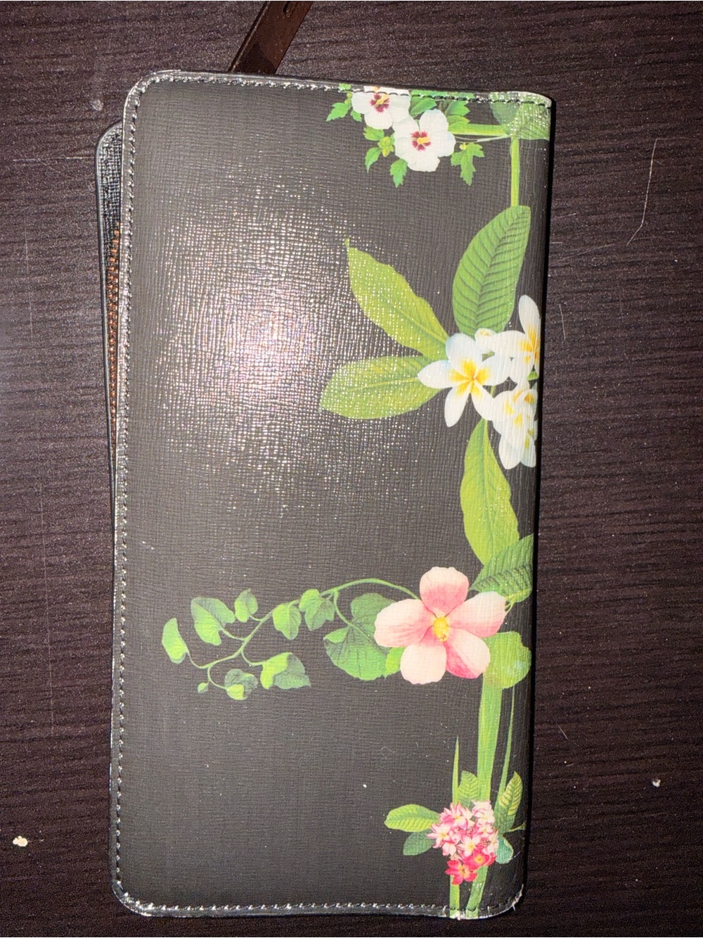 Ted Baker Floral Zip-Around Wallet in Black, Green & Pink - Picture 2 of 7